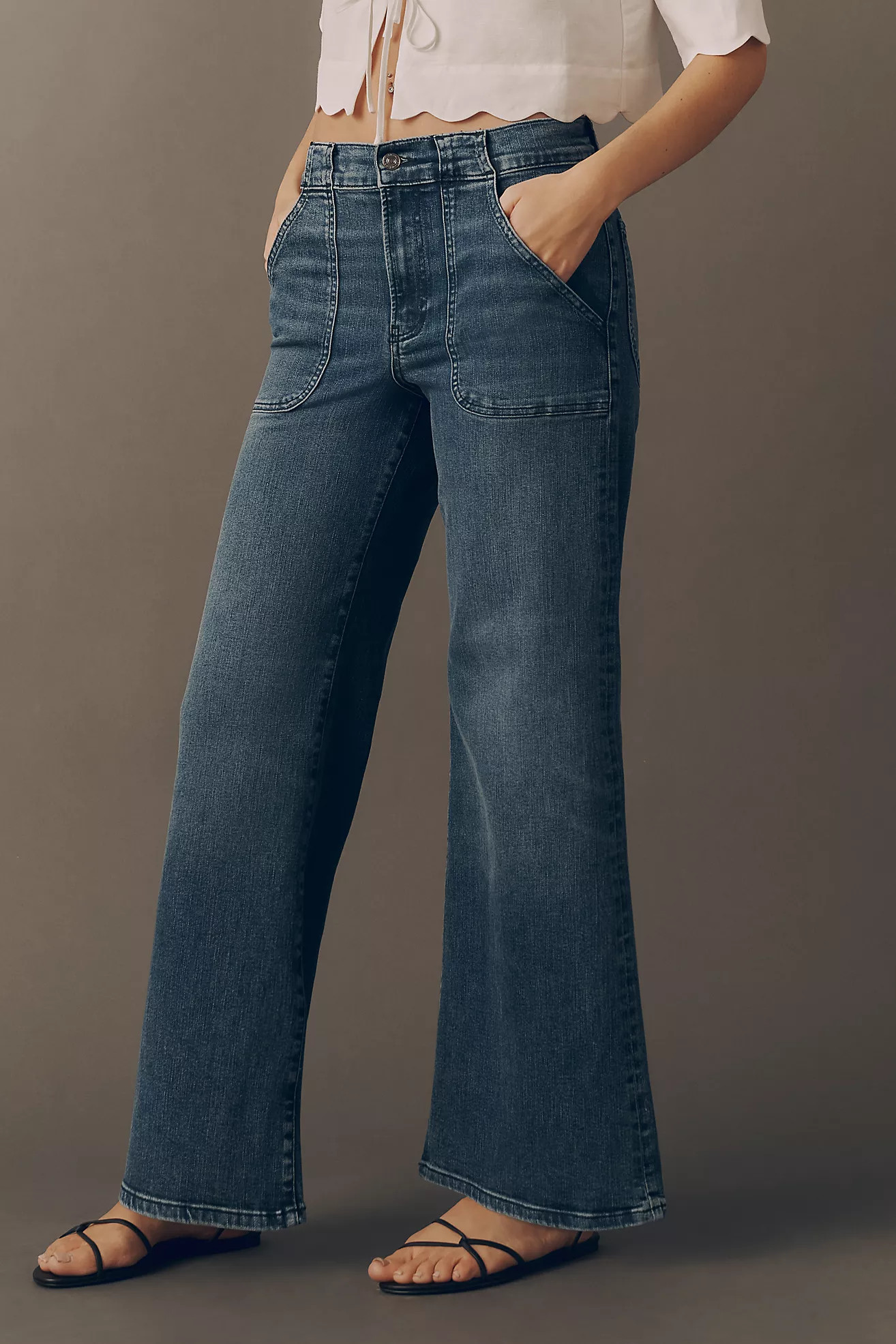 FRAME Modern Pocket High-Rise Wide-Leg Jeans | Anthropologie (US)