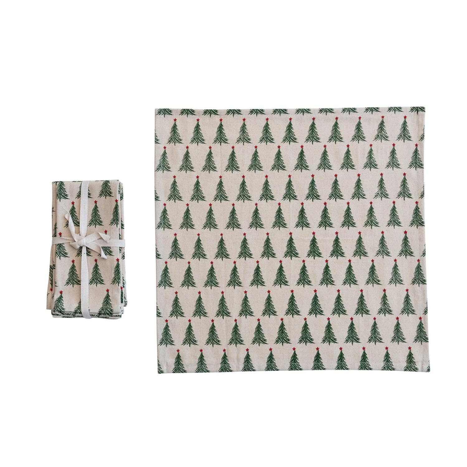 Stonewashed Cotton Printed Napkins w/ Christmas Tree Pattern, Set of 4 | Amazon (US)