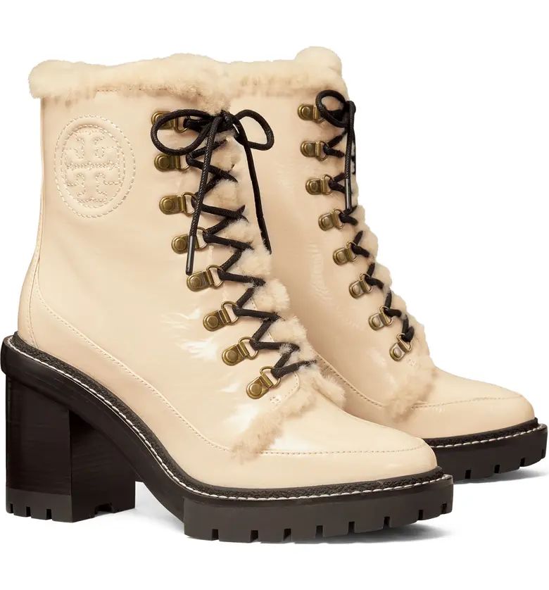 tory burch miller genuine shearling trim boot