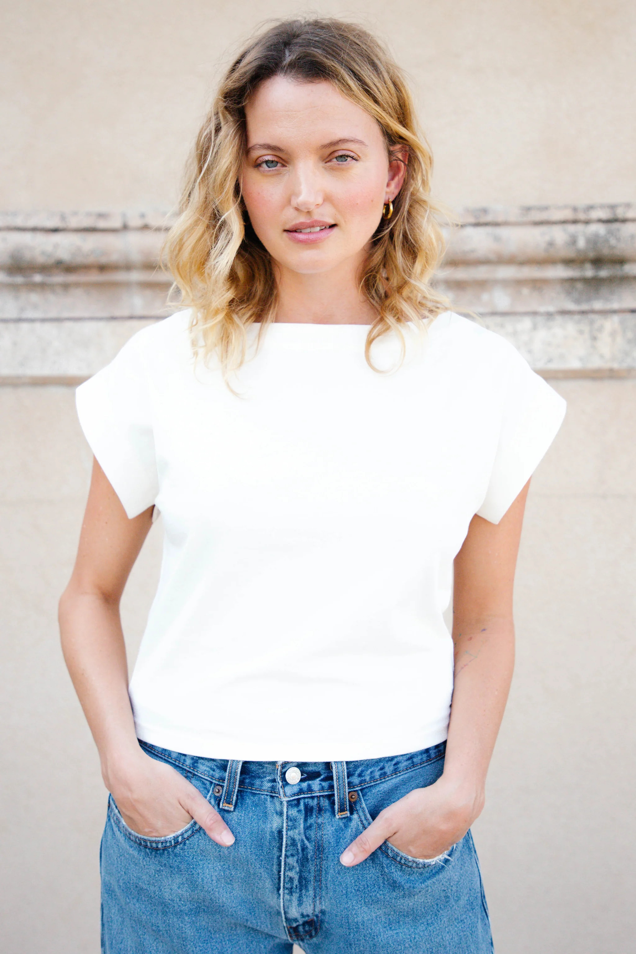 Women's Knit Boat Neck Shirt in Ivory by Lady Captain | Lady Captain