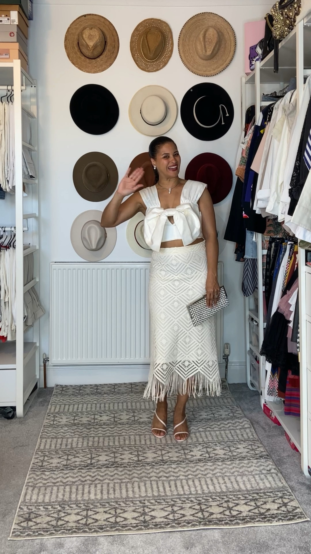 Crochet skirt, midi skirt, maxi skirt, fringe skirt, cream skirt, satin top, bow top, oversized bow top, crop top, silver bag, embellished bag, clutch bag, silver jewellery, silver necklace, silver earrings, Sophia Webster, Revolve, Etsy, John Lewis, ASOS, Nordstrom

#LTKSeasonal #LTKeurope #LTKstyletip