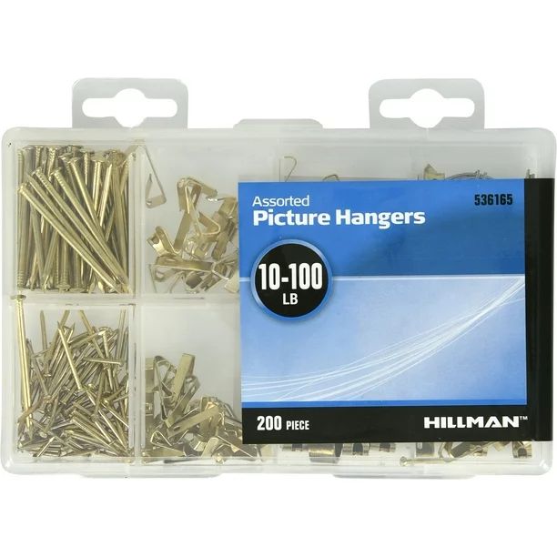 Hillman 536165 Heavy Duty Picture Hanging Kits, Steel, Brass Finish, (10-100lb) 200 Piece - Walma... | Walmart (US)