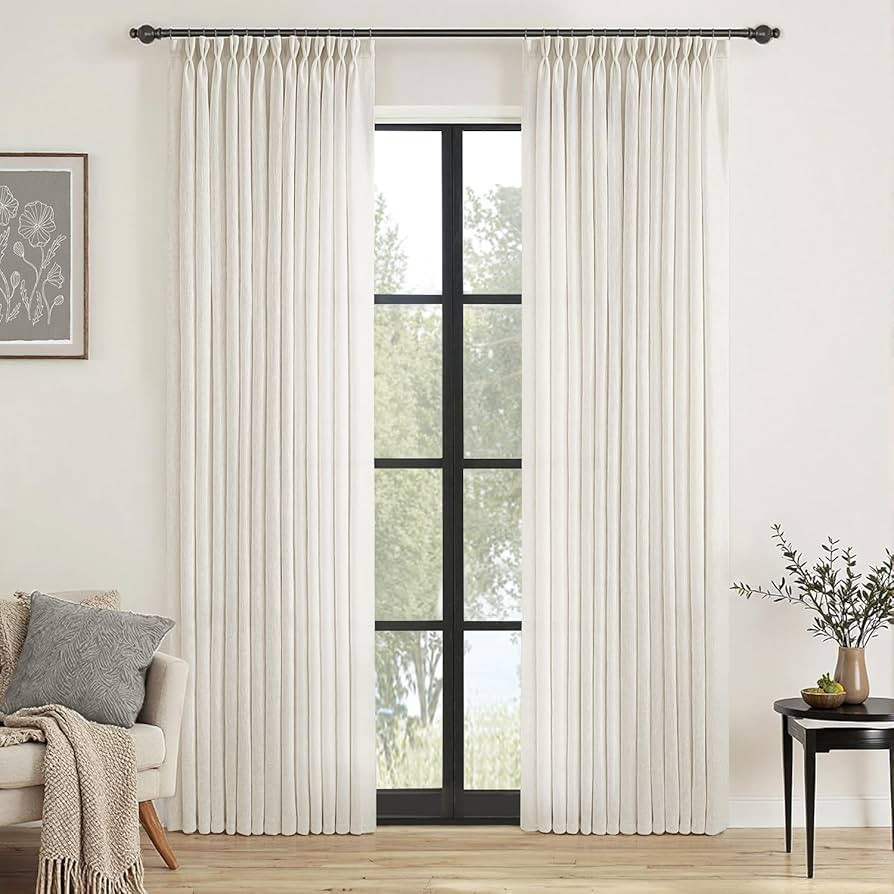 MIULEE Pinch Pleated Natural Linen Curtains 84 Inches Long 2 Panels for Bedroom Living Room, Soft... | Amazon (US)