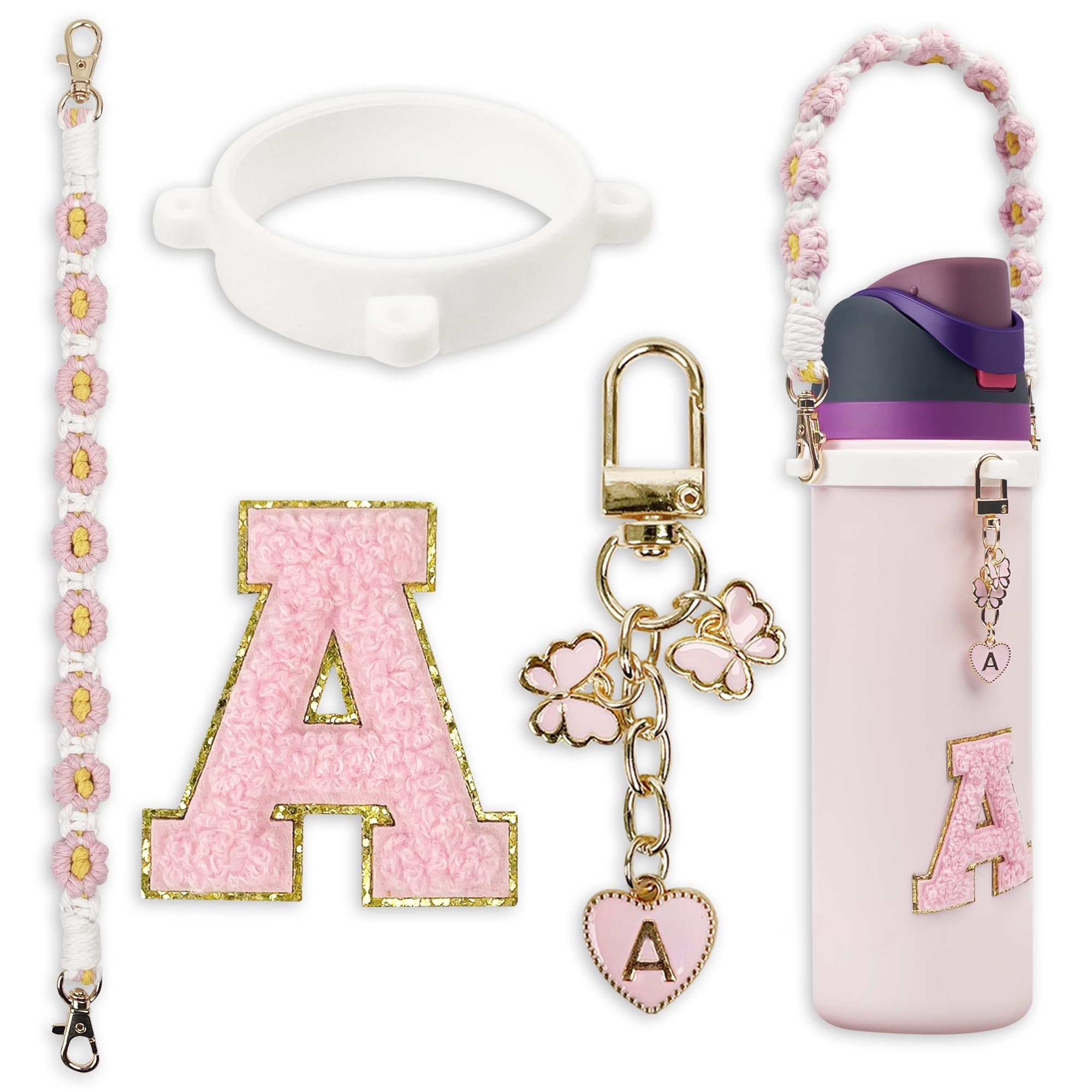 Cute Letter Charm Set Compatible with Owala Water Bottle 24 oz, 32 oz, 40 oz, Owala Kids, Owala C... | Amazon (US)