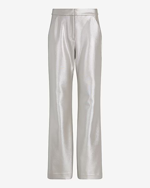 Editor High Waisted Metallic Trouser Flare Pant | Express
