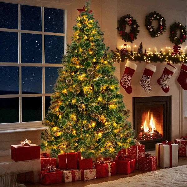 Jakyren Lighted Pine Christmas Tree | Wayfair North America