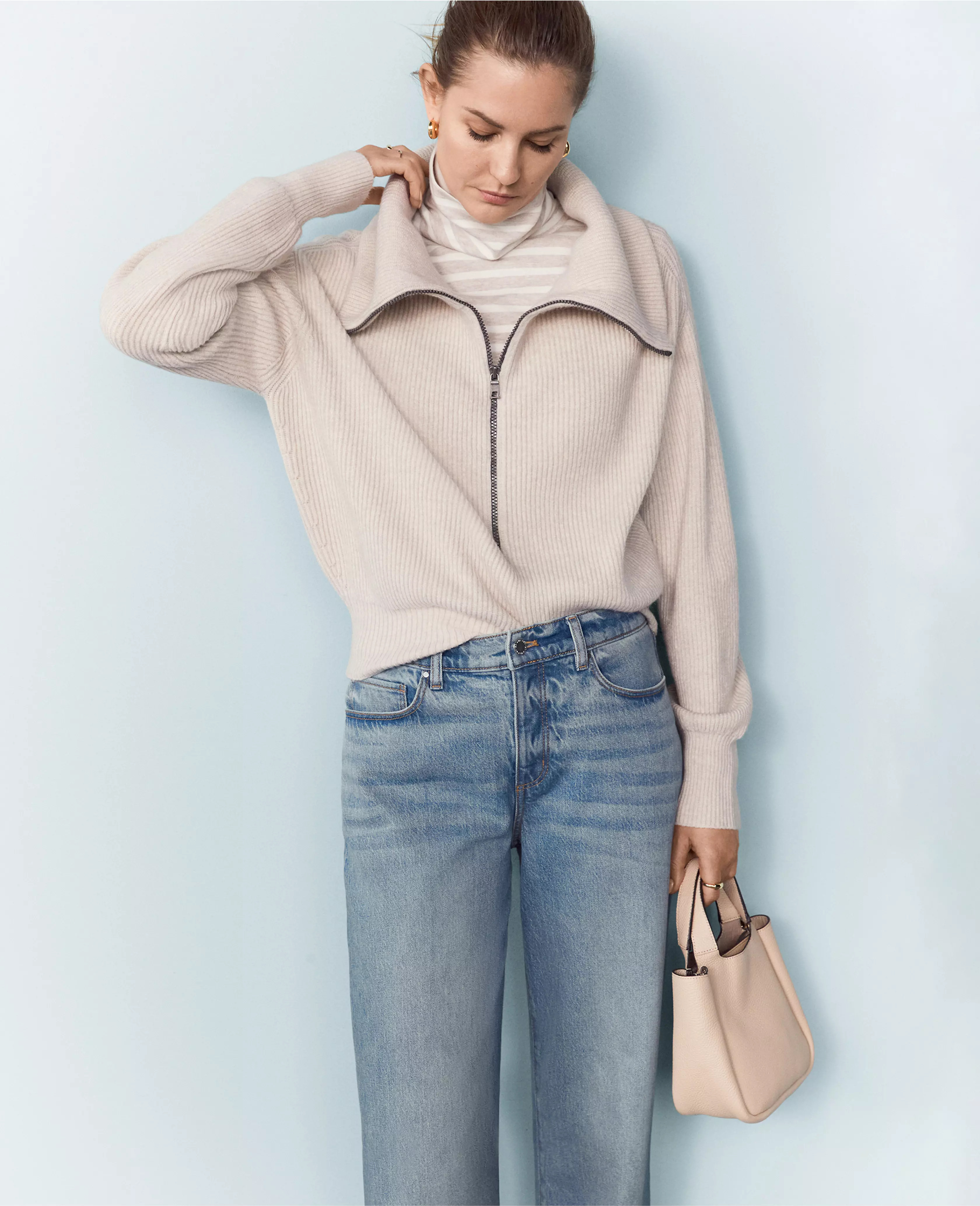 Ribbed Half Zip Sweater | Ann Taylor (US)