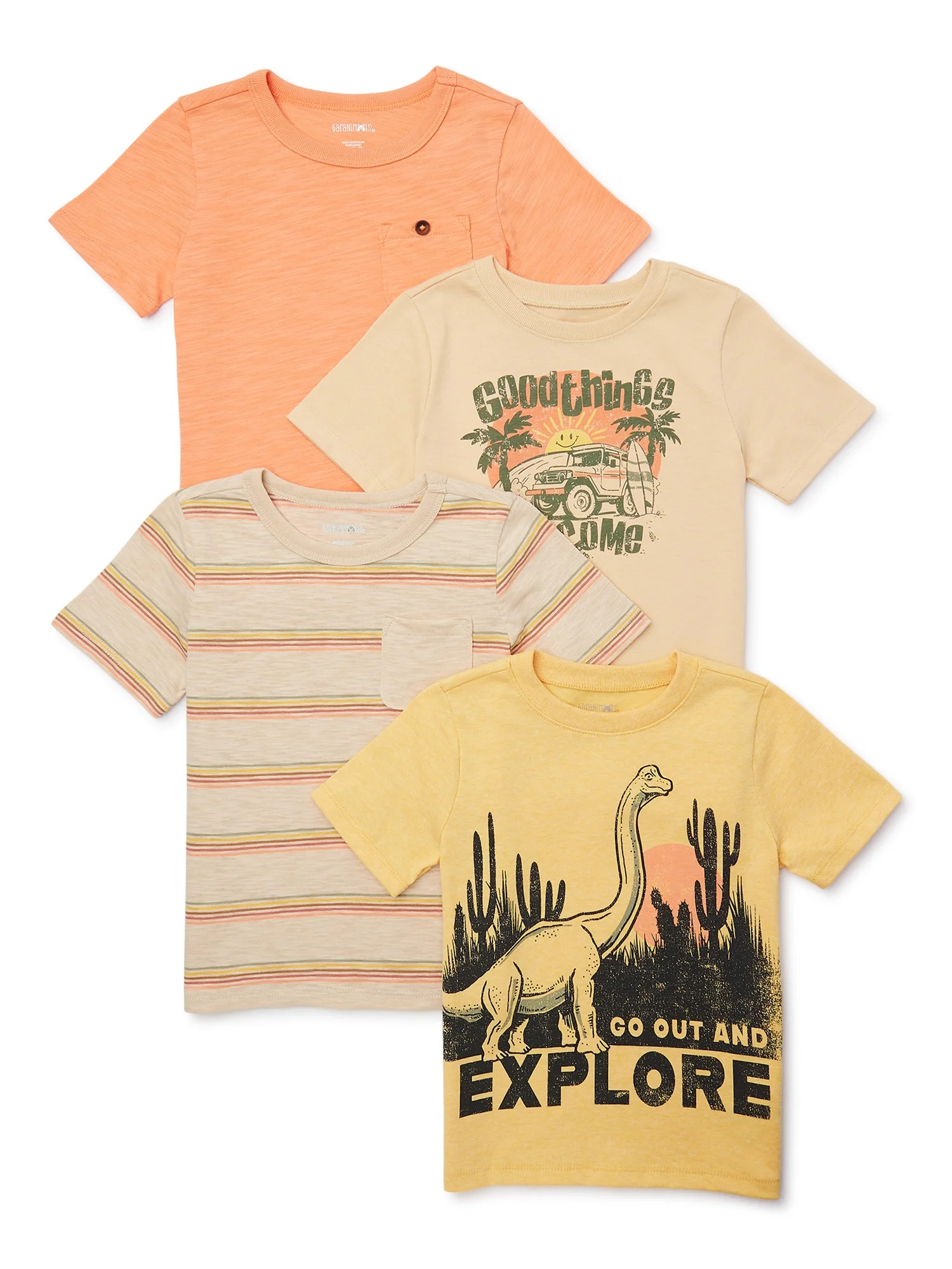 Garanimals Toddler Boys Short Sleeve Tee Multipack, 4-Pack, Sizes 18M-5T | Walmart (US)