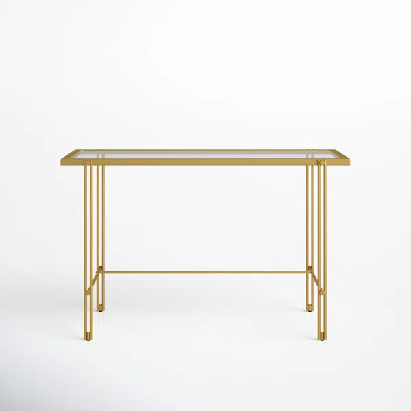 Beckham Glass Top Metal Base Writing Desk | Wayfair North America