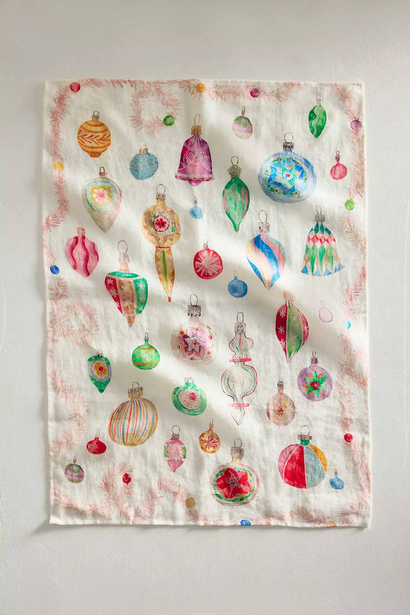 Vintage Ornaments Linen Dish Towel | Anthropologie (US)