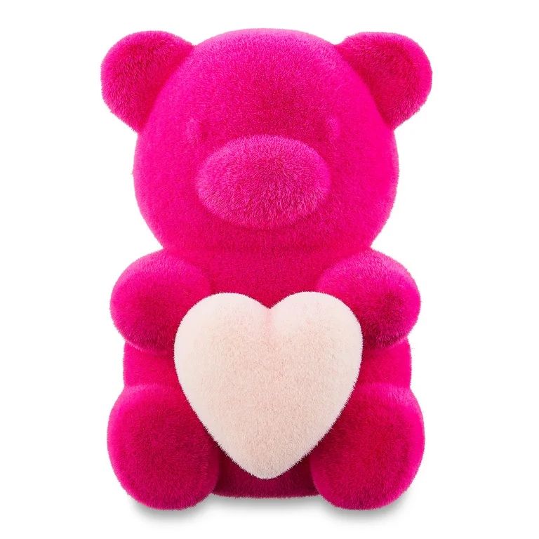 Valentine's Day 8 in Large Flocked Pink Bear Decor by Way To Celebrate - Walmart.com | Walmart (US)