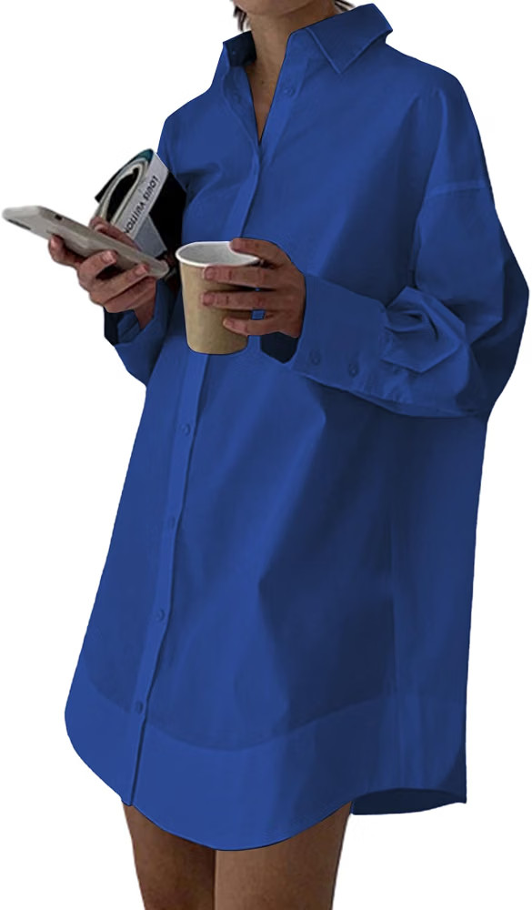 LYANER Women's V Neck Casual Shirt Dress | Amazon (US)