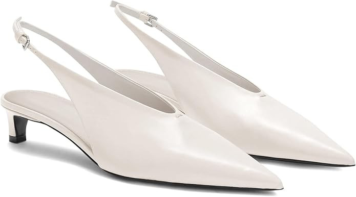 Coutgo Womens Low Kitten Heels Slingback Closed Pointed Toe V-Cut Business Work Pumps Dress Shoes | Amazon (US)