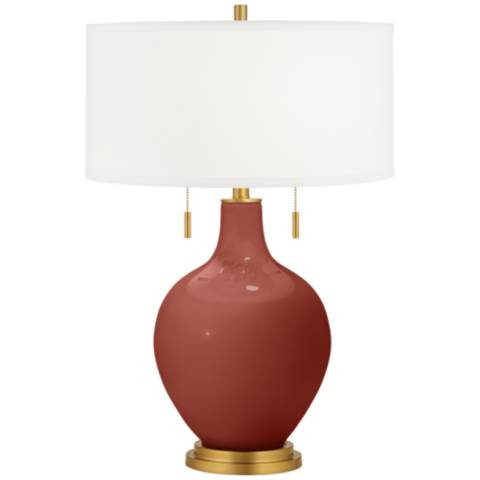 Color Plus Toby Brass 28" High Modern Madeira Red Table Lamp | Lamps Plus