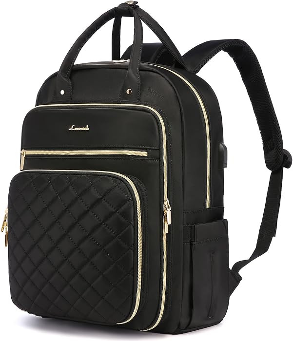 LOVEVOOK Laptop Backpack for Women, Water Resistant Travel Work Black Backpacks Purse Business Teacher Nurse Computer Bag with USB Charging Port, Fits 15.6" Laptop | Amazon (US)