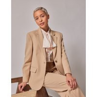 Hawes & Curtis Beige Single Breasted Longline Blazer Size: 20 Polyester Plain Women's | Hawes & Curtis (UK)