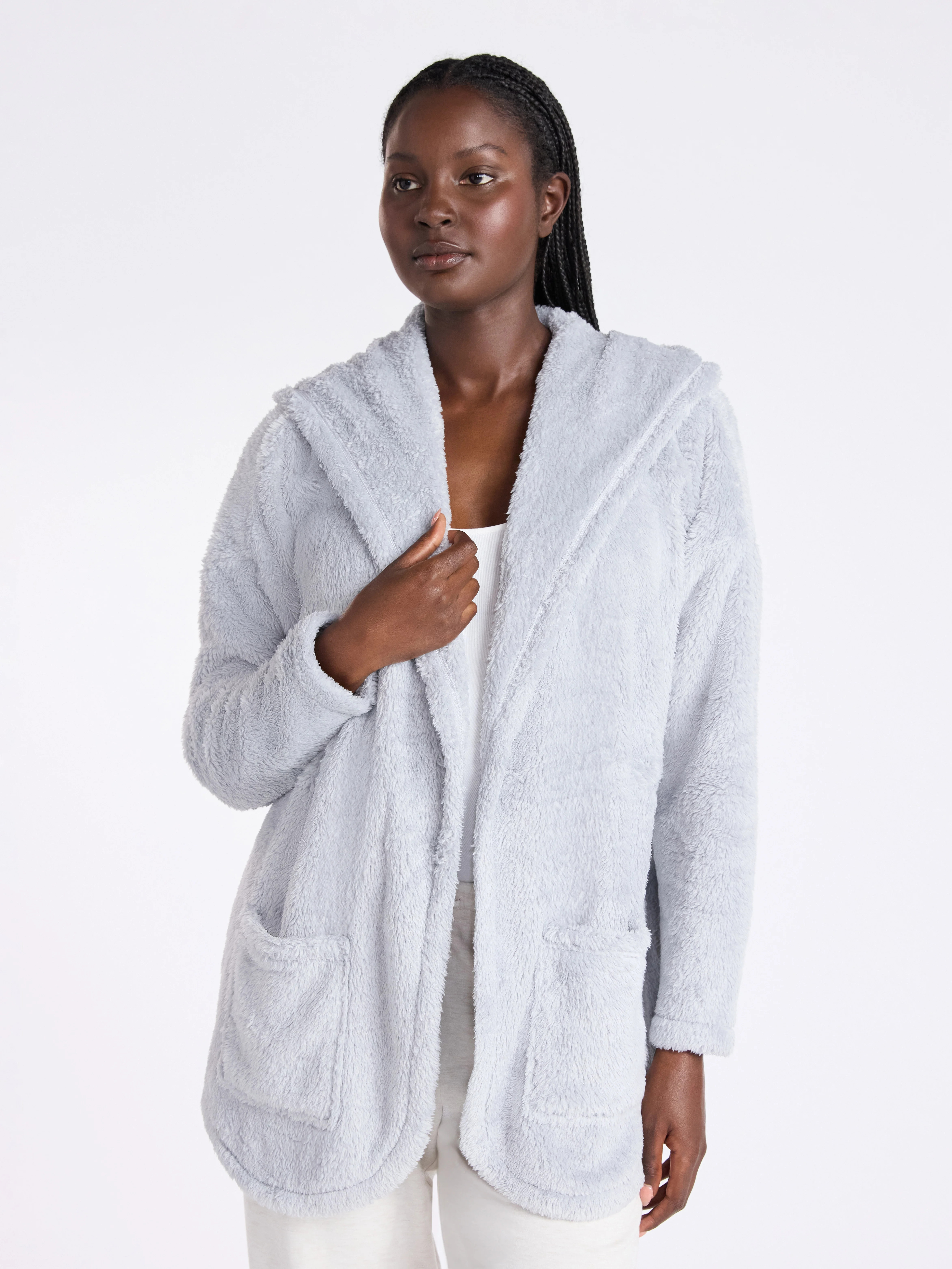 Joyspun Women’s Plush Sleep Cardigan, Size XS-3XL | Walmart (US)