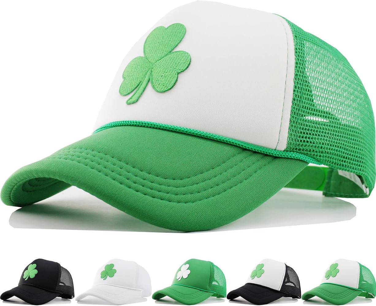 St Patricks Day Shamrock Hat for Men Women Green Clover Hats Baseball Caps Decor Accessories | Amazon (US)