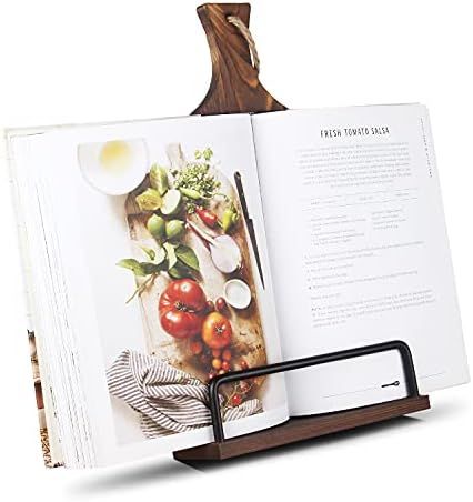 VYNOPA Cookbook Stand Rustic Wood Adjustable Recipe Book iPad Holder in Cutting Board Style for W... | Amazon (US)
