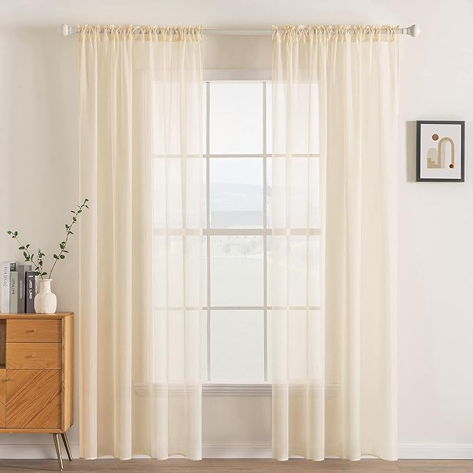 MIULEE 2 Panels Solid Color Sheer Window Curtains Elegant Window Voile Panels/Drapes/Treatment fo... | Amazon (US)