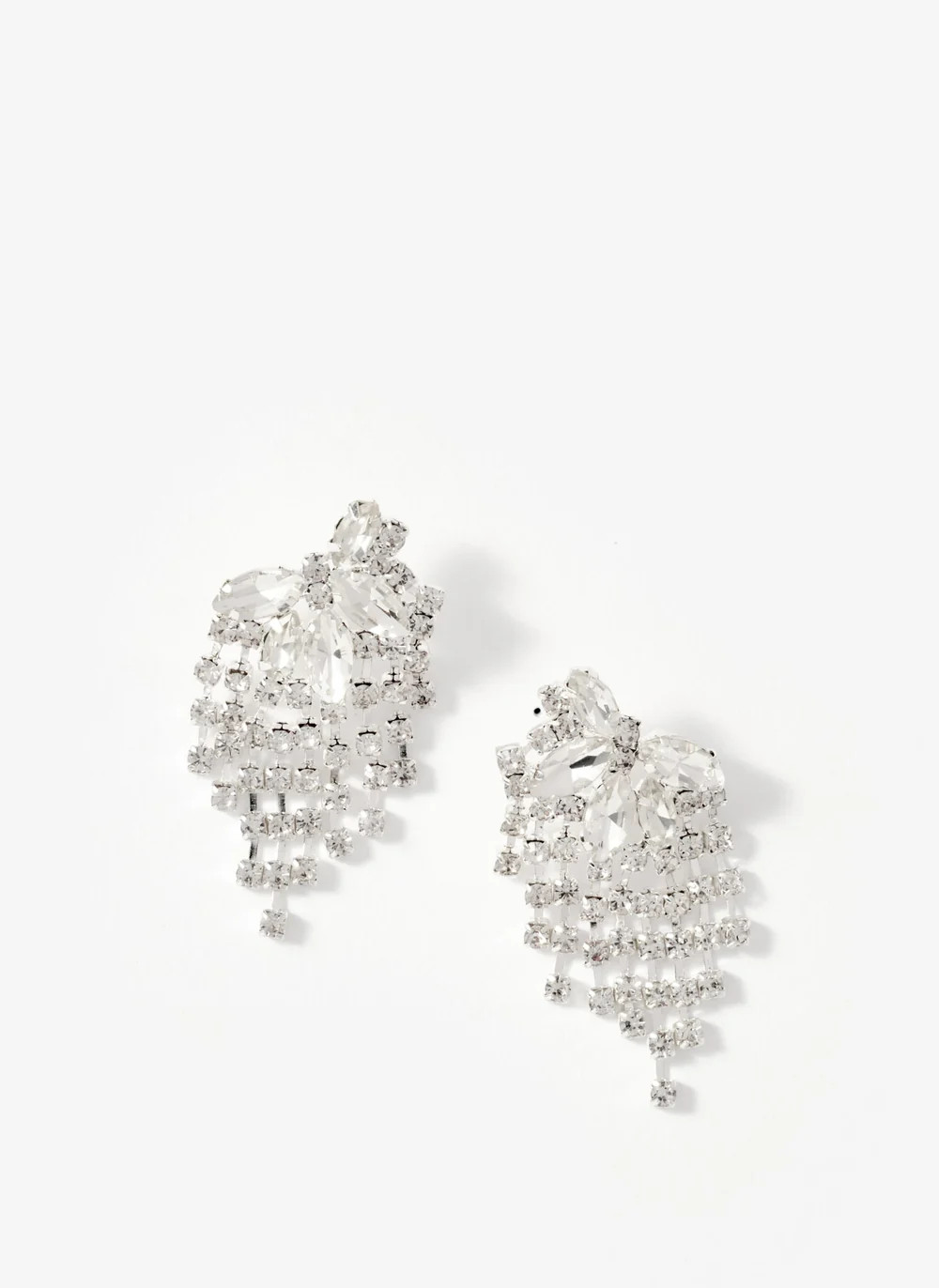 Silver Tone Statement Crystal Earrings | Mint Velvet