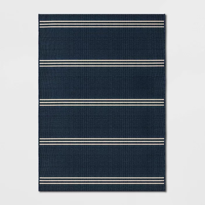 Stripe Outdoor Rug Navy - Threshold™ | Target