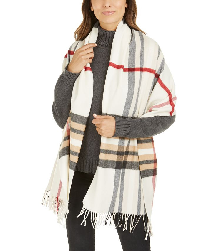V. Fraas Eco-Exploded Plaid Wrap Cashmink Scarf & Reviews - Hats, Gloves & Scarves - Handbags & A... | Macys (US)