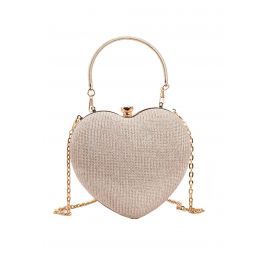 Gleaming Heart Shape Clutch Handbag in Gold | Chicwish