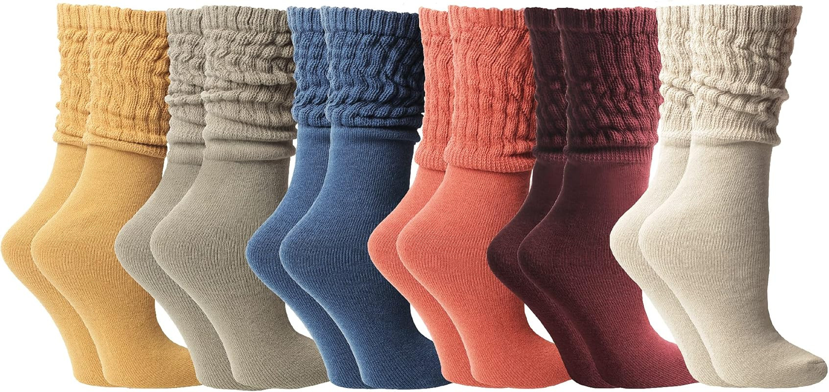 Yacht & Smith Womens Cotton Slouch Socks, Bulk Crew Boot Socks (6 Pairs) | Amazon (US)