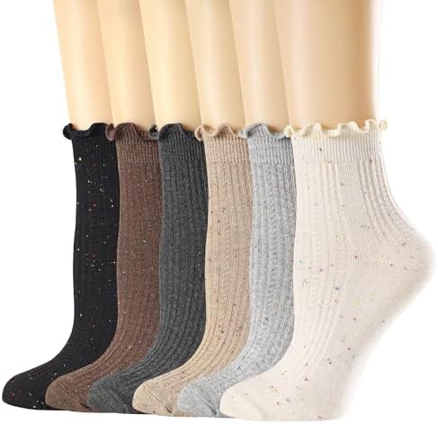 Mcool Mary Women's Ruffle Socks,Crew Cotton Sock,Over Ankle,Casual Frilly Cute Knit Lettuce Trim ... | Amazon (US)