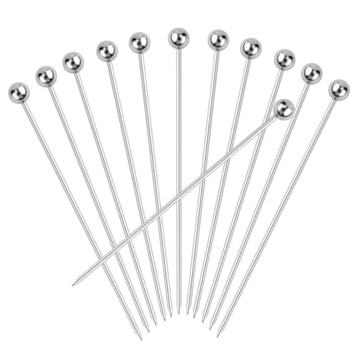 12 Pcs Stainless Steel Cocktail Picks Metal Cocktail Skewers Olives Picks for Martini Reusable Toothpicks for Cocktail Fruit Picks Drink Skewers Sticks for Appetizers Bloody Mary Garnish Picks for Bar | Amazon (US)