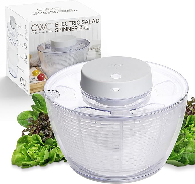 COOK WITH COLOR Electric Salad Spinner, Round 4.5L Capacity – Fast Drying & Easy Spin for Fresh... | Amazon (US)