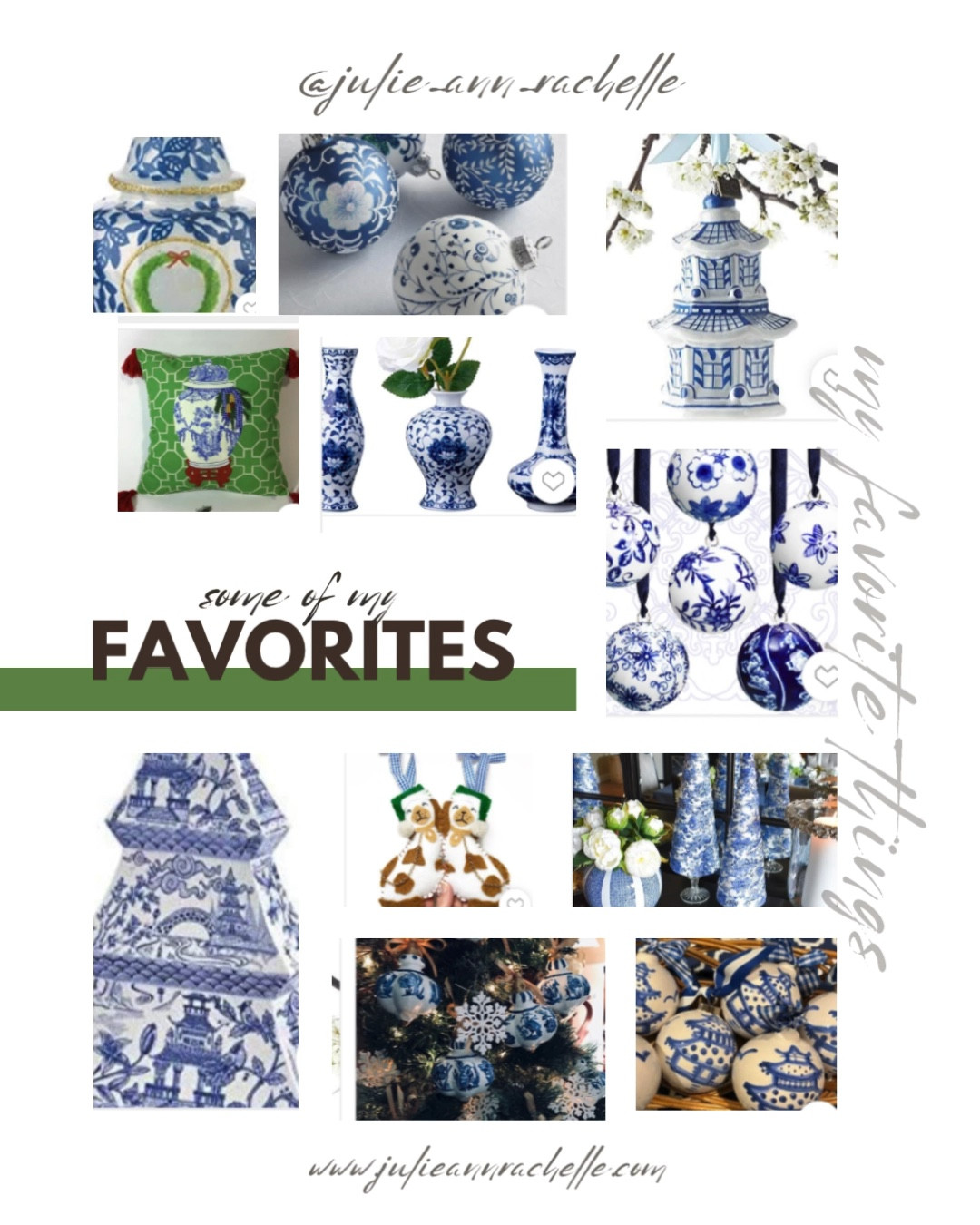 Amazon Ginger Jar Ornament; HOLIDAY GINGER JAR ACCENT PILLOW at Antique Farmhouse; Etsy Chinoiserie, Ornament Set, Topiary, Topiary Ornament, Chinoiserie Set, Chinoiserie Tree, Chinoiserie Gift, Ginger Jar, Staffordshire; Chinoiserie Tree; Etsy Handpainted Blue and White Paper Mache Ornaments; Ceramic Chinoiserie Pagoda Ornament; Chinoiserie, Cavalier King Charles, Chinoiserie Tree, Staffordshire Dog, Chinoiserie Christmas, Hollywood Regency, Chinoiserie Ornament; Amazon Cindeer Christmas Porcelain Ornament 2.4 Inch Blue and White Porcelain Chinoiserie Balls Bulk Porcelain Hanging Decorative Ceramic Decor for Home Tree Xmas Party(Stylish Style, 6 Pcs); Chinoiserie Blue & White Mini Christmas Tree Ceramic Figurine, 12" Tabletop Decor, Indoor Decoration; Chinoiserie Matte Glass Ornaments, Set Of Four
$99.00$74.25
Free Shipping with Code SWFS1127
25% Off, Limited Time Offer; Pagoda Delft Glass Christmas Ornament; Set of 3 Small Blue & White Porcelain Vases, Fambe Glaze Porcelain Vases Set of 3, Classic Ceramic Flower Vases for Home Décor#LTKHoliday 

LOOK INTO MY BESTSELLERS COLLECTION

Follow @julie_ann_rachelle
Visit julieannrachelle.com
Search #julieannrachelle 
Thanks for your support!

#LTKMostLoved

.
#ltk #ltkunder50 #ltkstyletip #ltkunder100 #ltksalealert #ltkhome #ltkshoecrush #ltkfashion #ltkfamily #ltkbeauty #ltkspring #ltkholidaystyle #ltkitbag #ltkseasonal #ltkcurves #ltkkids #ltktravel #ltkbaby #ltkeurope #ltkfit #ltkbump #ltkswim #ltkunder25 #ltkworkwear #ltkholiday #ltkholidaywishlist #ltkblogger #ltkfind #julieannrachelle


#LTKGiftGuide #LTKwedding
