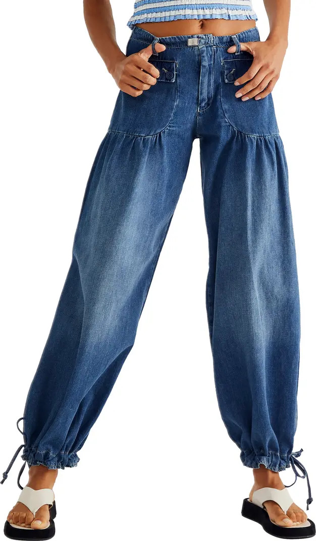 Free People Lotus High Waist Tie Hem Barrel Leg Jeans | Nordstrom | Nordstrom