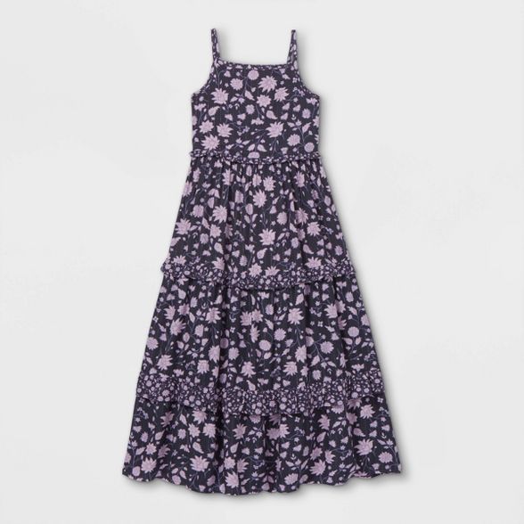 Girls' Tiered Woven Maxi Sleeveless Dress - Cat & Jack™ Navy | Target