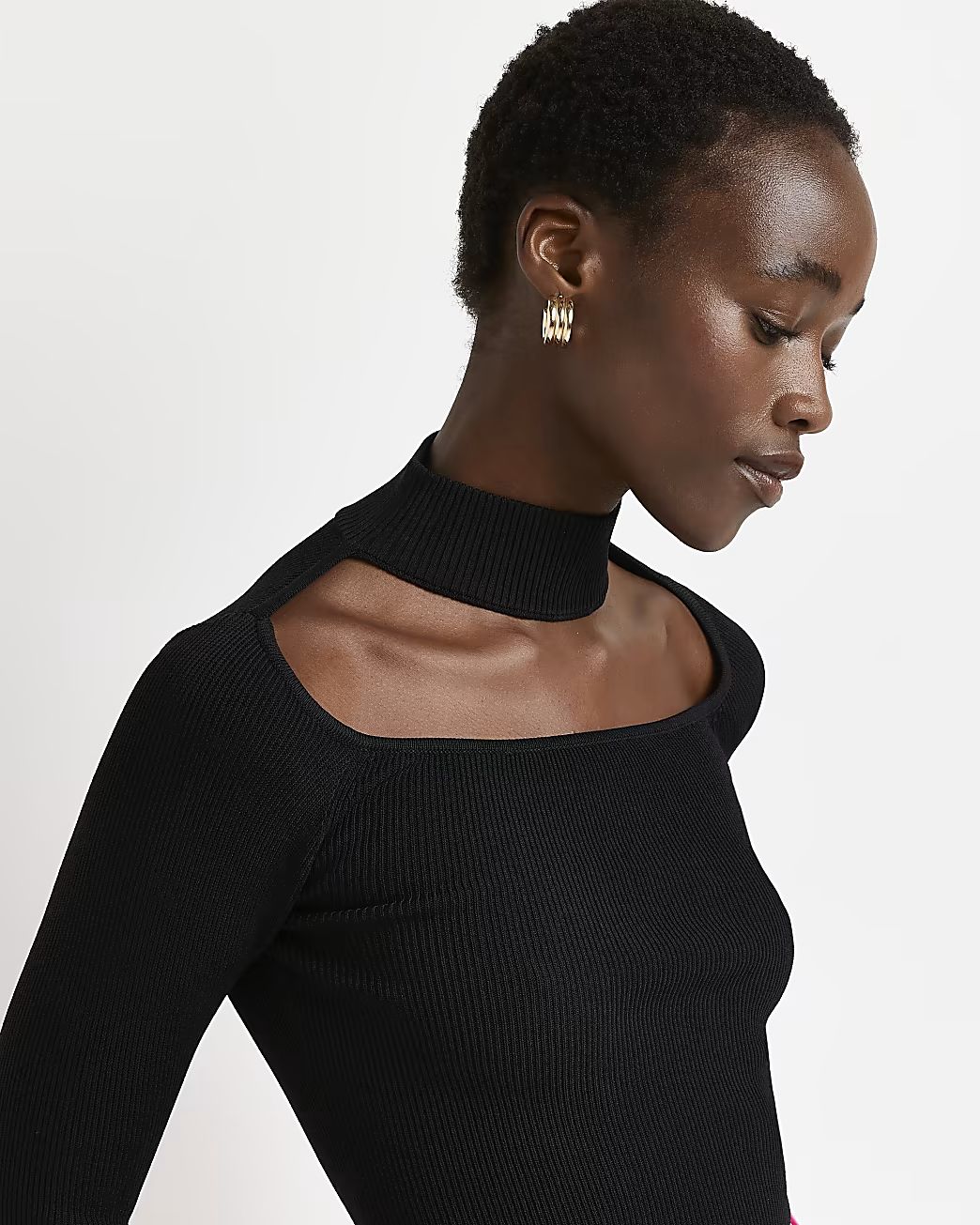 River Island Womens Black choker neck cut out top | River Island (US)