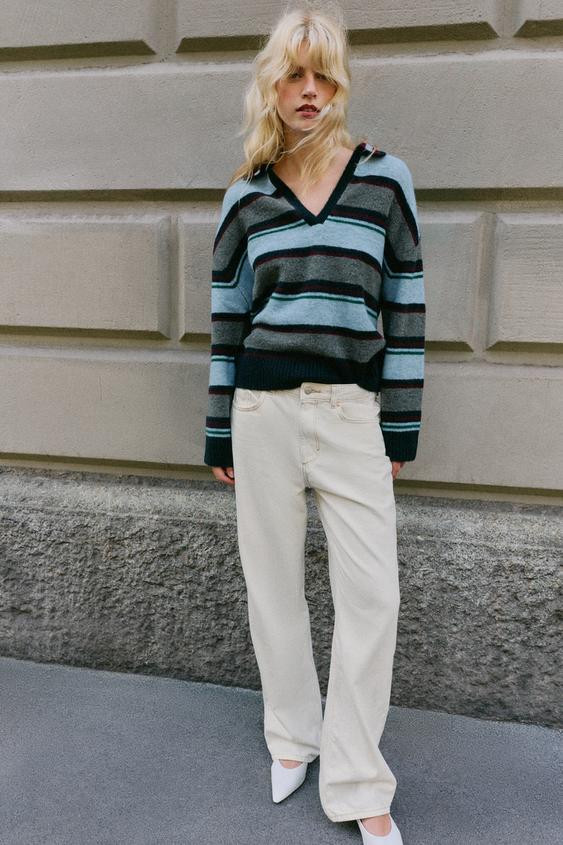 Zara - Striped Knit Polo - Multicolored - Xs-S - Woman | Zara US