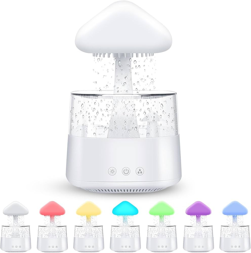 Rain Cloud Humidifier Water Drip, Aromatherapy Essential Oil Diffuser, Mushroom Humidifier with R... | Amazon (US)