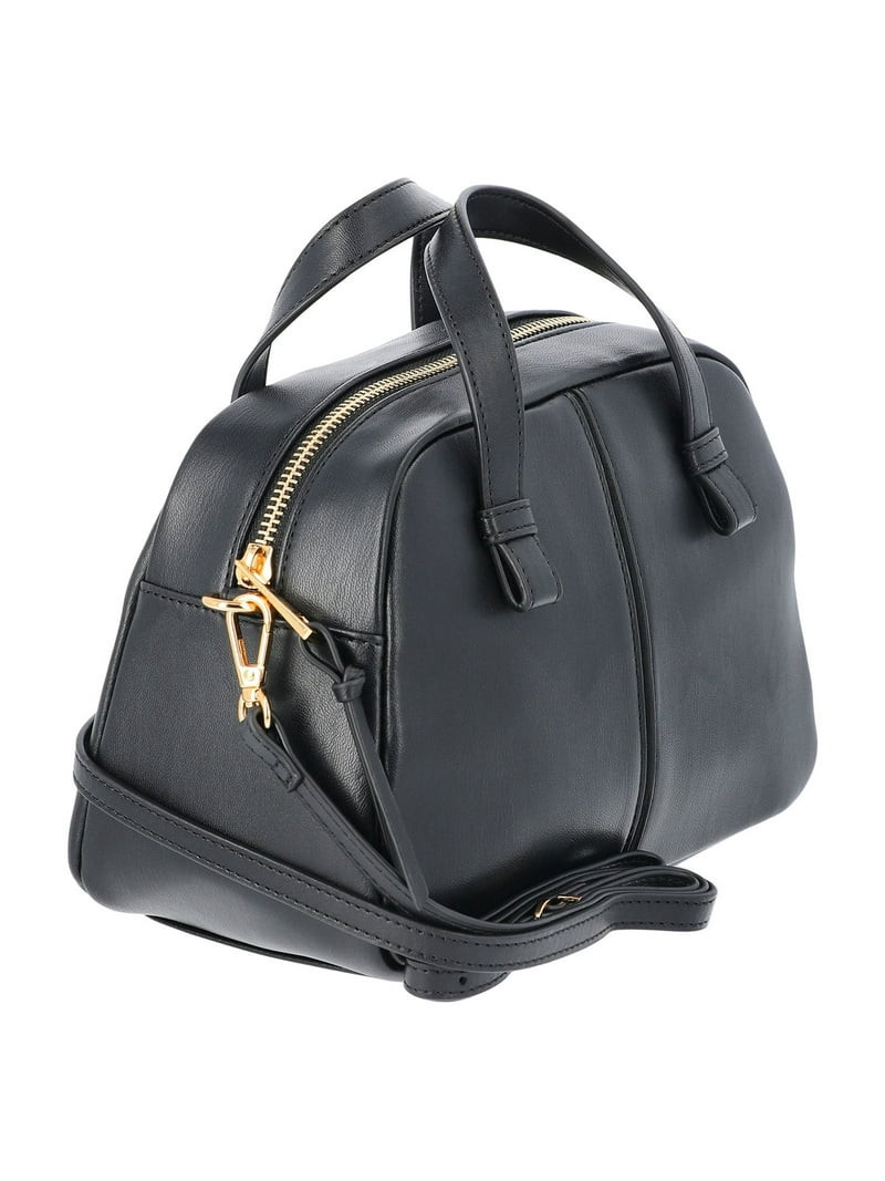 Time and Tru Women's Faux Leather Mini Satchel Bag with Crossbody Strap, Black - Walmart.com | Walmart (US)