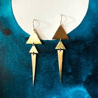 Hammered Brass Triangle Earrings | Textured Bronze Drop Dangle Lightweight Modern Minimalist Jewelry Portland Oregon Iheartmies | Etsy (US)