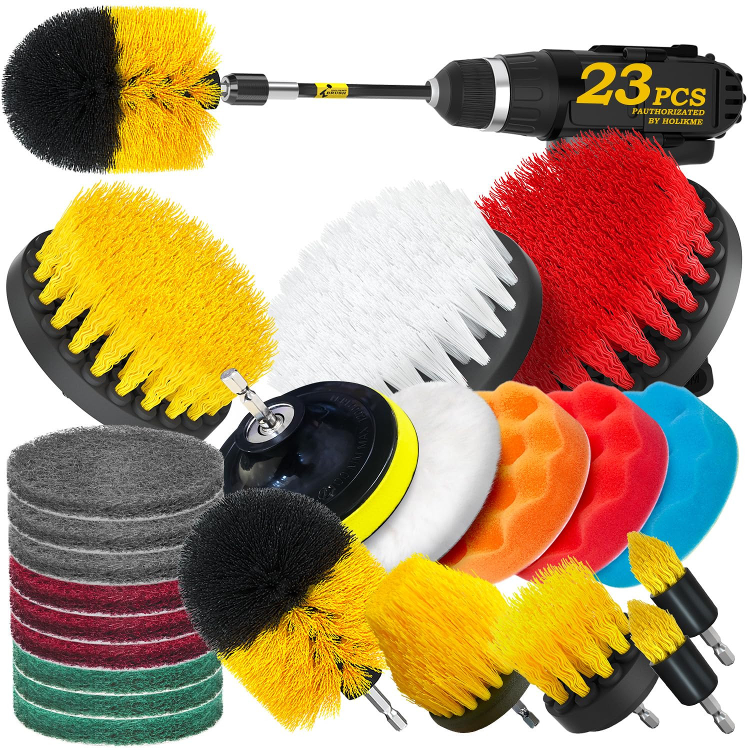 Holikme 23Pack Drill Brush Attachments Set, Scrub Pads & Sponge, Buffing Pads, Power Scrubber Bru... | Amazon (US)