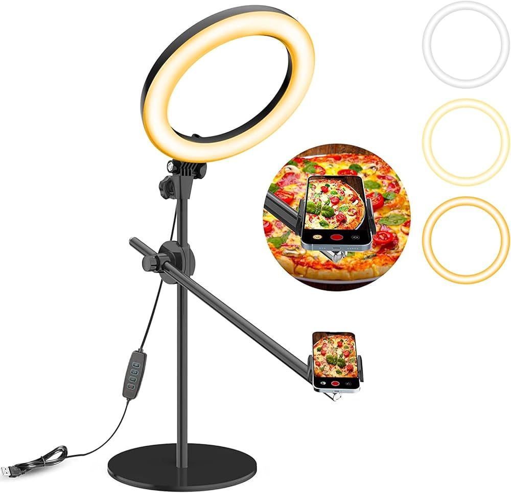 Selfie Ring Light with Stand and Phone Holder,Overhead Phone Mount with 10.5" Ring Lights,Desk Ci... | Amazon (US)