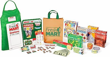 Melissa & Doug Fresh Mart Grocery Store Play Food and Role Play Companion Set (70 pcs) | Amazon (US)