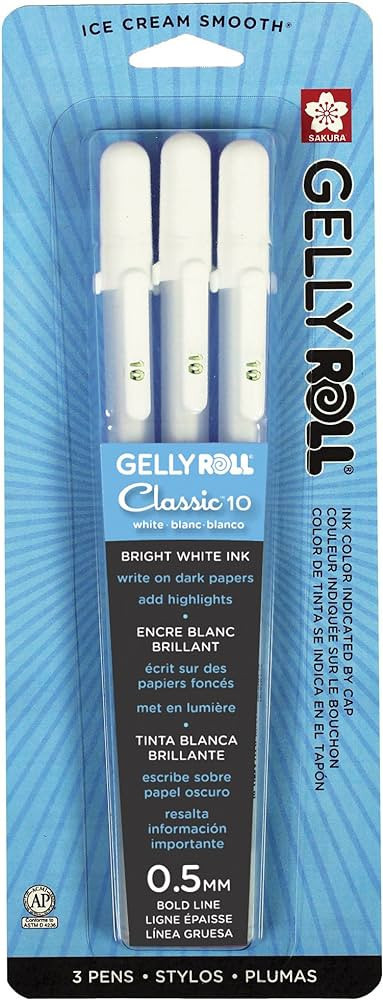 Sakura Gelly Roll Classic 10 Bold Point Pen (3 Pack), 3 Count (Pack of 1), White | Amazon (US)