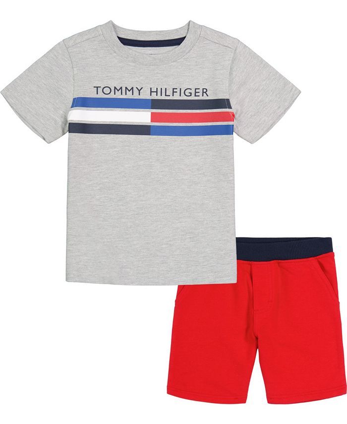 Tommy Hilfiger Baby Boys Heather Logo T-shirt and French Terry Shorts, 2-Piece Set & Reviews - Se... | Macys (US)