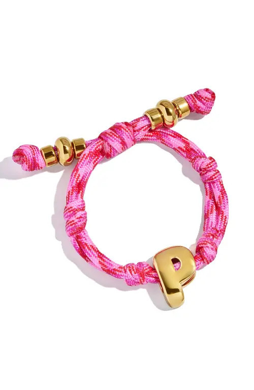 BaubleBar Knotty Initial Bracelet in Hot Pink/Gold at Nordstrom | Nordstrom