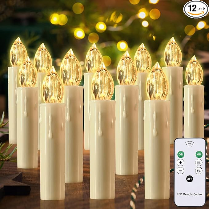 JOSU Flameless Battery Operated Candles, 12PCS Led Flickering Flameless Candles with Remote Timer... | Amazon (US)