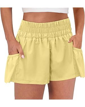 ANRABESS Women High Waisted Quick Dry Flowy Shorts Gym Workout Running Athletic Short with Pocket... | Amazon (US)