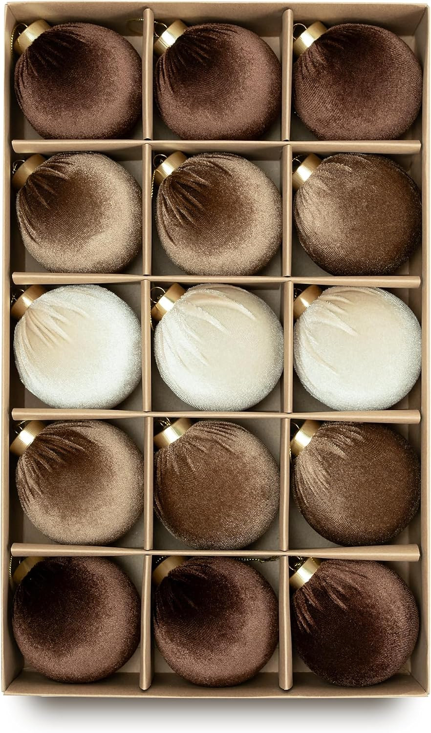 15PCS Velvet Ornaments for Christmas Tree Decor,Brown Christmas Ornaments | Amazon (US)