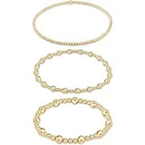Gold Beaded Bracelets for Women 14K Gold Plated Stackable Bracelets Stretch Bead Ball Bracelet Se... | Walmart (US)